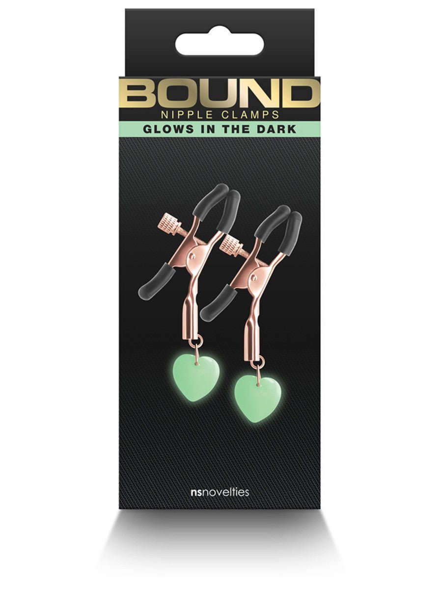 Bound - Nipple Clamps - Glowing Hearts - Rose Gold - divasdenau
