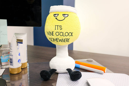 "It's Wine O'Clock Somewhere" Plush White Wine - divasdenau