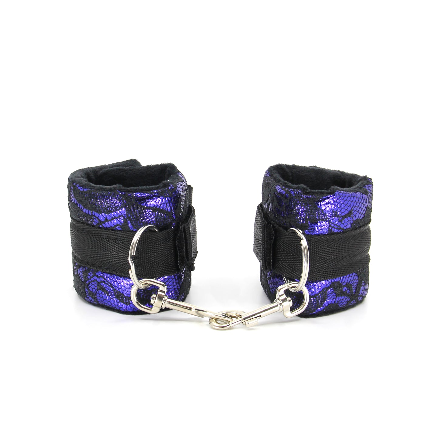Berlin Baby - Satin Lace Look Velcro Wrist Cuffs - Black/Purple - divasdenau