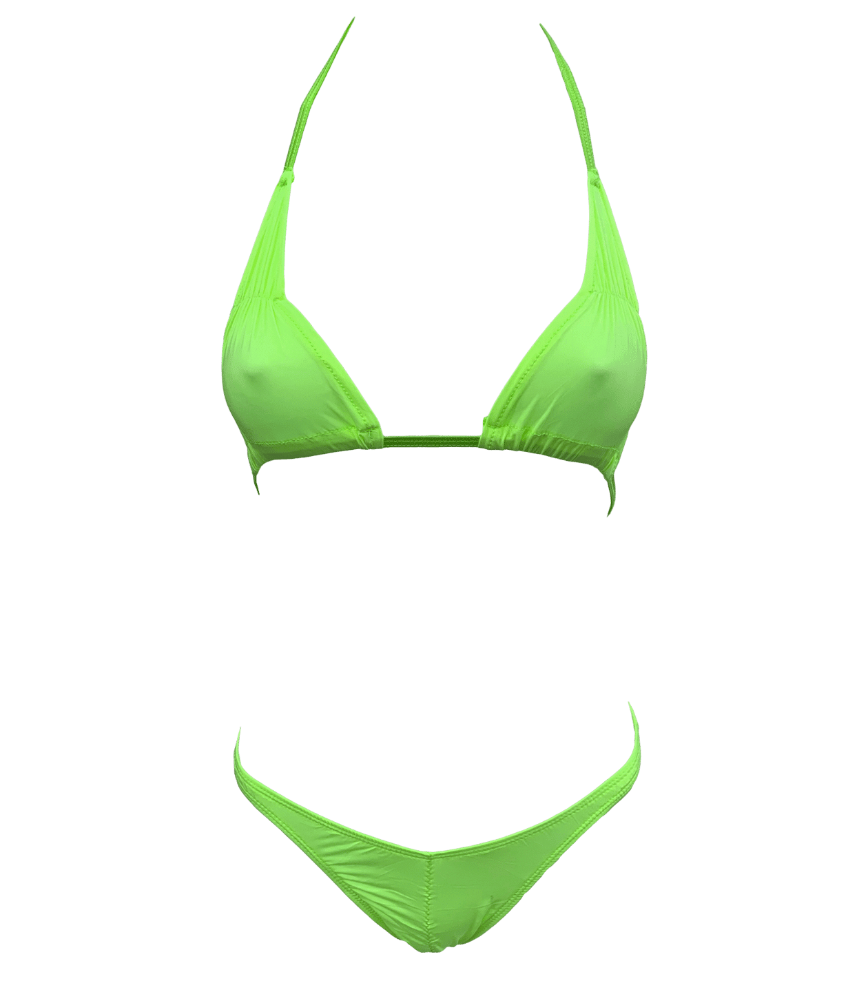 Spandex Ruched Bikini - Neon Green - divasdenau