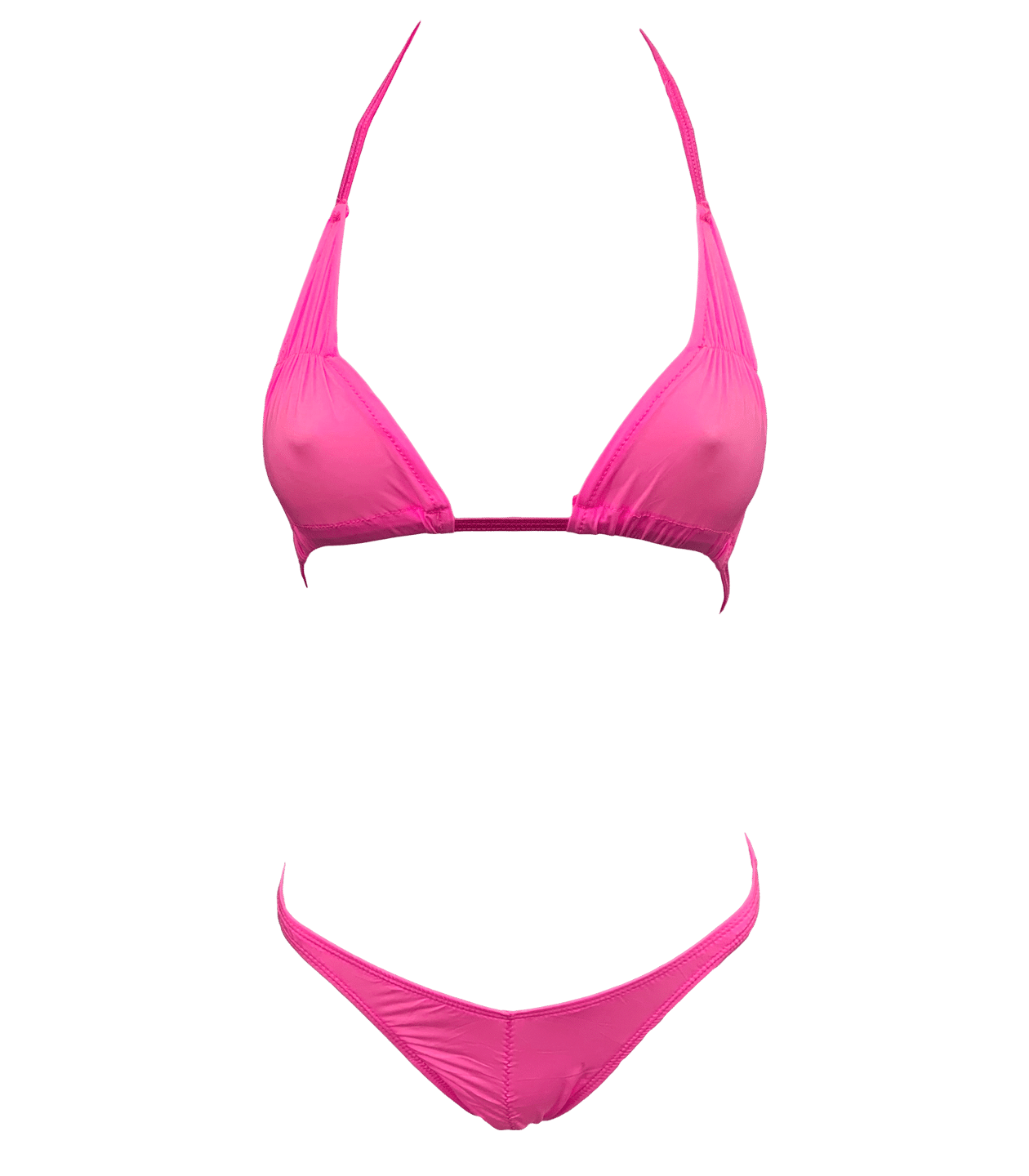 Spandex Ruched Bikini - Hot Pink - divasdenau