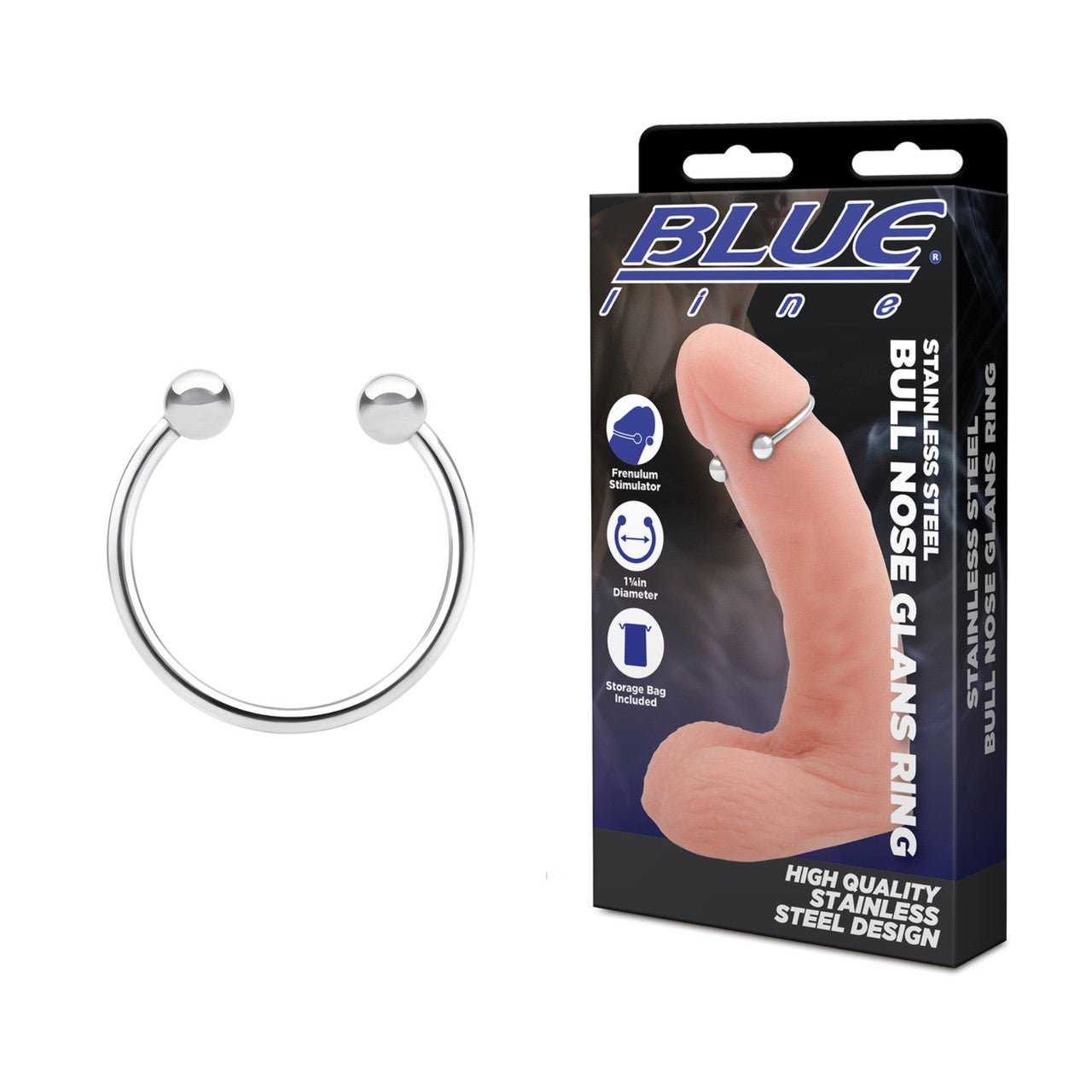 Blue Line - Stainless Steel Bull Nose Glans Ring - divasdenau