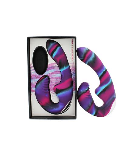 Colourful Camo - Tandem - Remote Controlled Strapless Strap-on - divasdenau