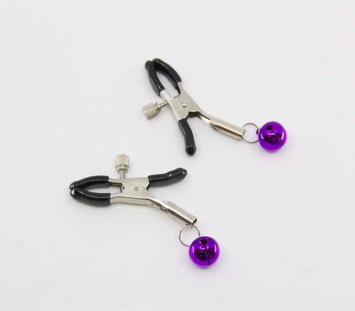 Love in Leather - Bell Nipple Clamps - Purple