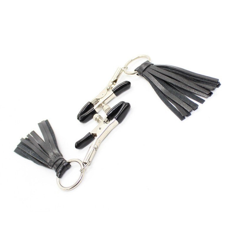 Alloy Nipple Clamp with Leather Tassel - divasdenau