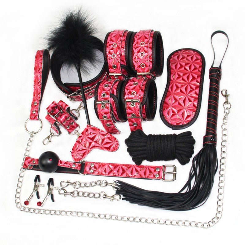 10pcs Diamond Pattern Leather Bondage Kit - divasdenau