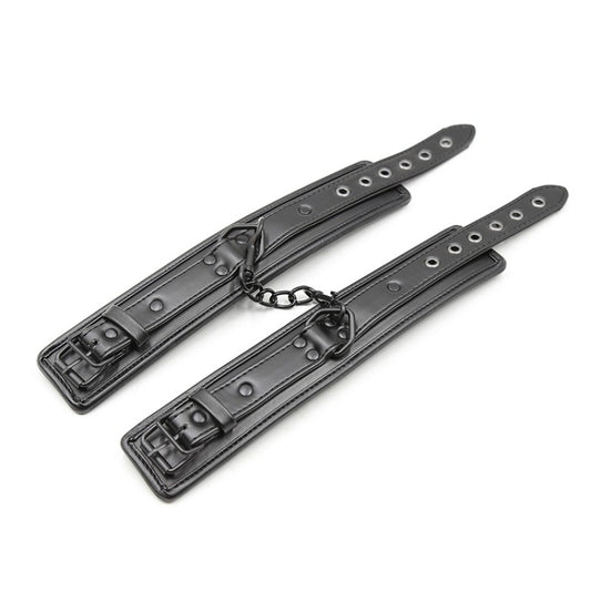 Sponge Leather Cuffs - Black & Black Hardware - divasdenau