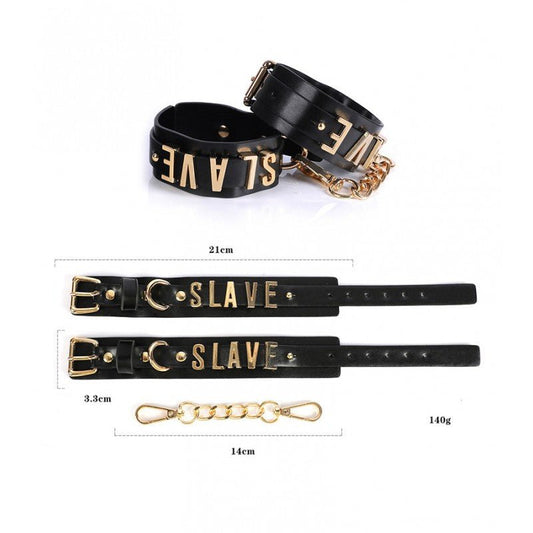 Wrist Cuffs - "Slave" Metal Letters - divasdenau