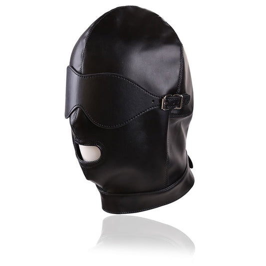 Mouth Open Bondage PU Hood with Blindfold - divasdenau