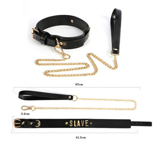 Collar & Leash - "Slave" Metal Letters - divasdenau