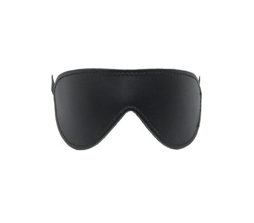 Love in Leather - Faux Leather Blindfold with Faux Fur Lining - Black