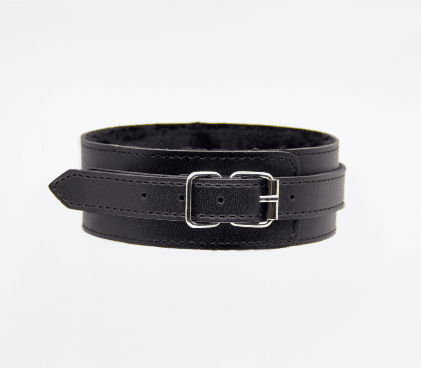 Berlin Baby - Faux Leather Collar & Lead with Fur Lining - Black - divasdenau