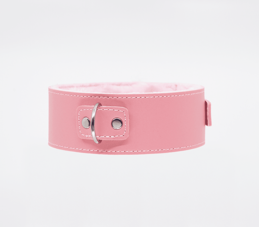 Berlin Baby - Faux Leather Collar & Lead with Fur Lining - Pink - divasdenau
