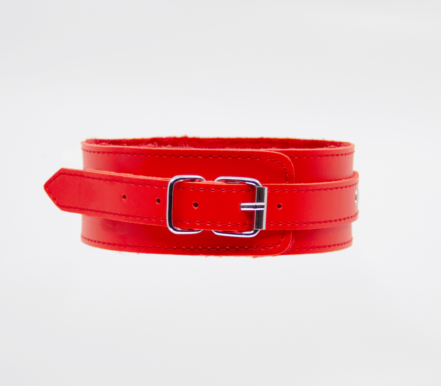 Berlin Baby - Faux Leather Collar & Lead with Fur Lining - Red - divasdenau