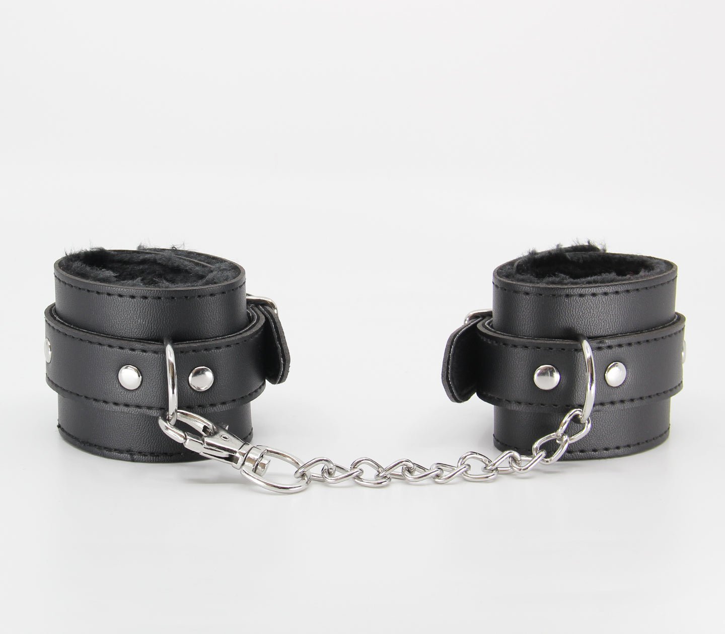 Berlin Baby - Faux Leather Cuffs with Fur Lining - Black - divasdenau