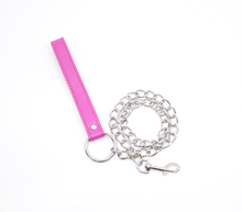 Load image into Gallery viewer, Berlin Baby - Chain Lead with Faux Leather Handle - Pink