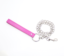 Load image into Gallery viewer, Berlin Baby - Chain Lead with Faux Leather Handle - Pink