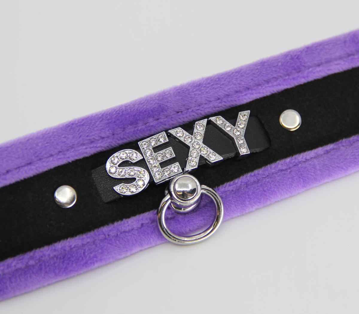Diamanté Embellished Soft Collar - 'Sexy' - Purple