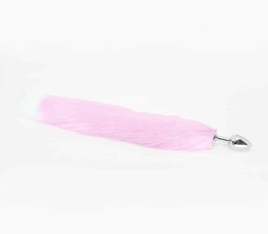 Fox Tail Metal Butt-Plug - Pink & White - divasdenau