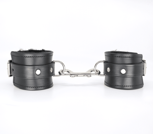 Sheepskin Lined Leather Cuffs - divasdenau