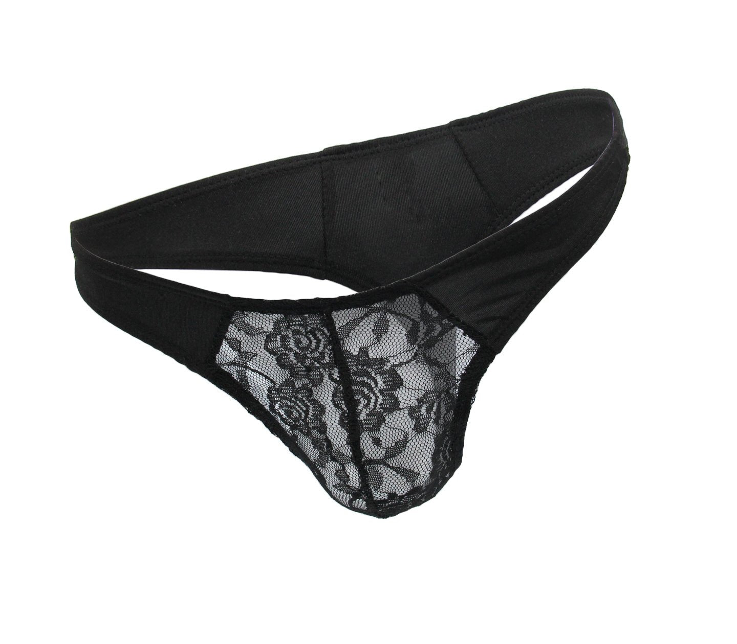 Lace Pouch G-String Black - divasdenau
