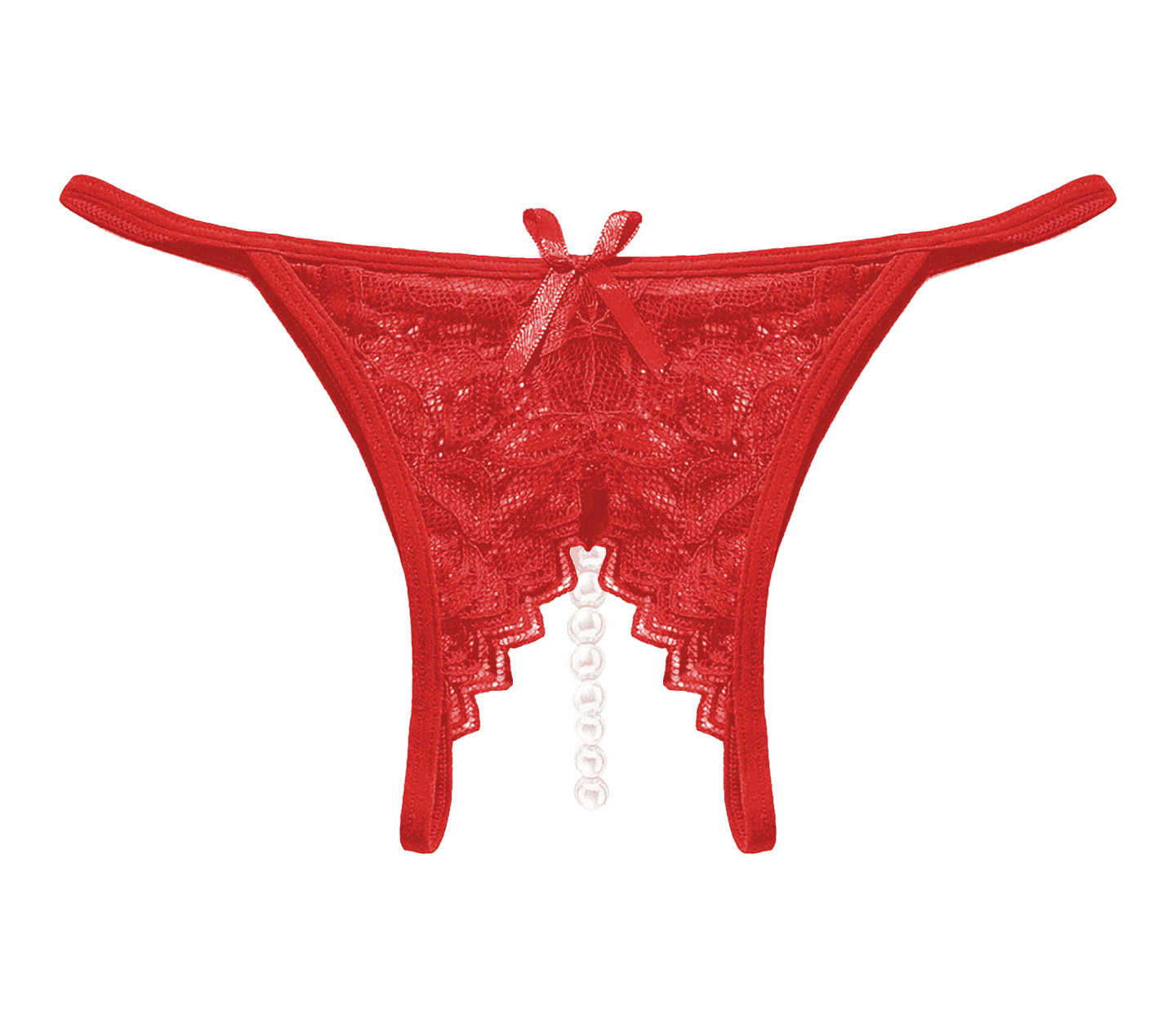 Crotchless Pearls Panty - Red - divasdenau