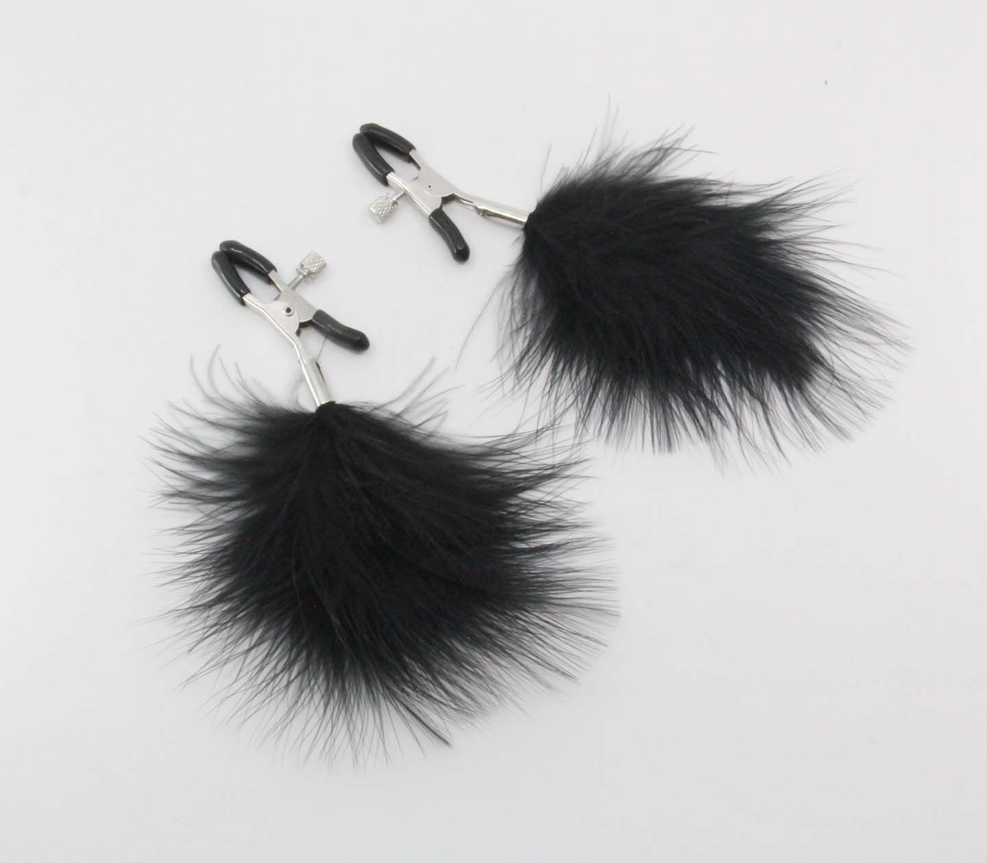 Nipple Clamps with Feather Tassel - Black - divasdenau