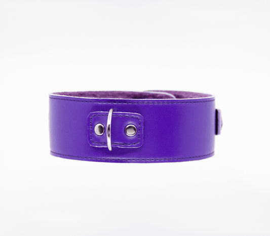 Berlin Baby - Faux Leather Collar & Lead with Fur Lining - Purple - divasdenau