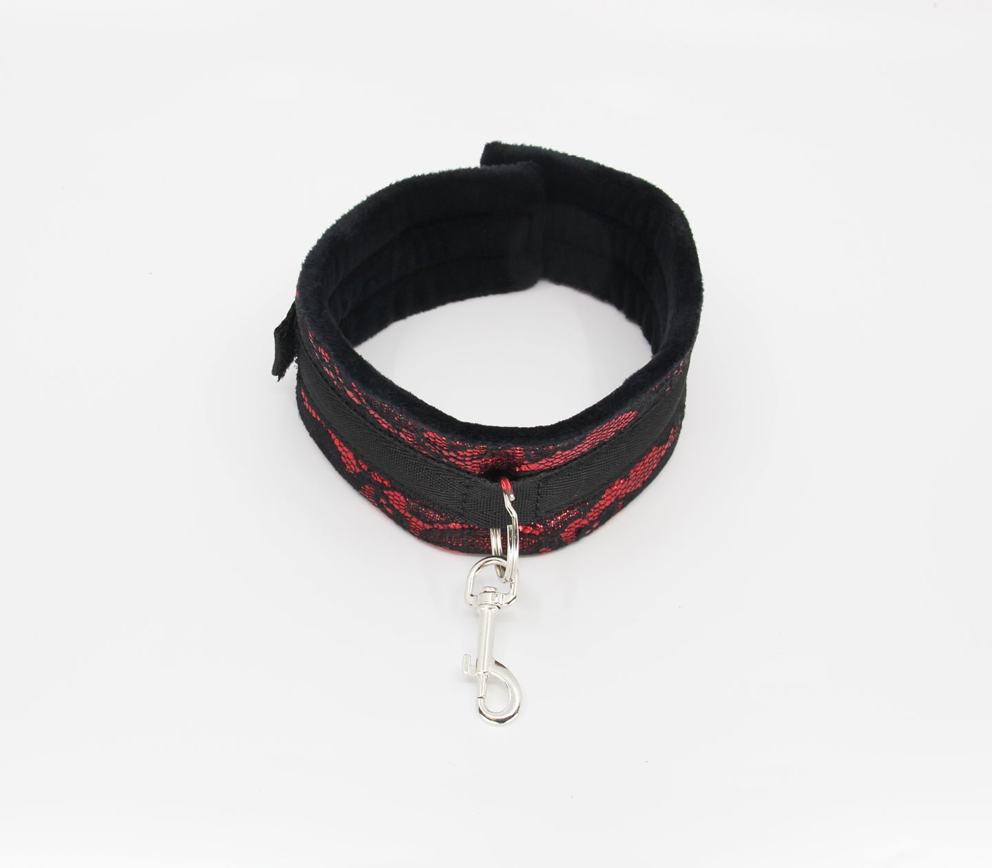 Berlin Baby - Satin Collar & Lead With Lace Overlay - Red - divasdenau
