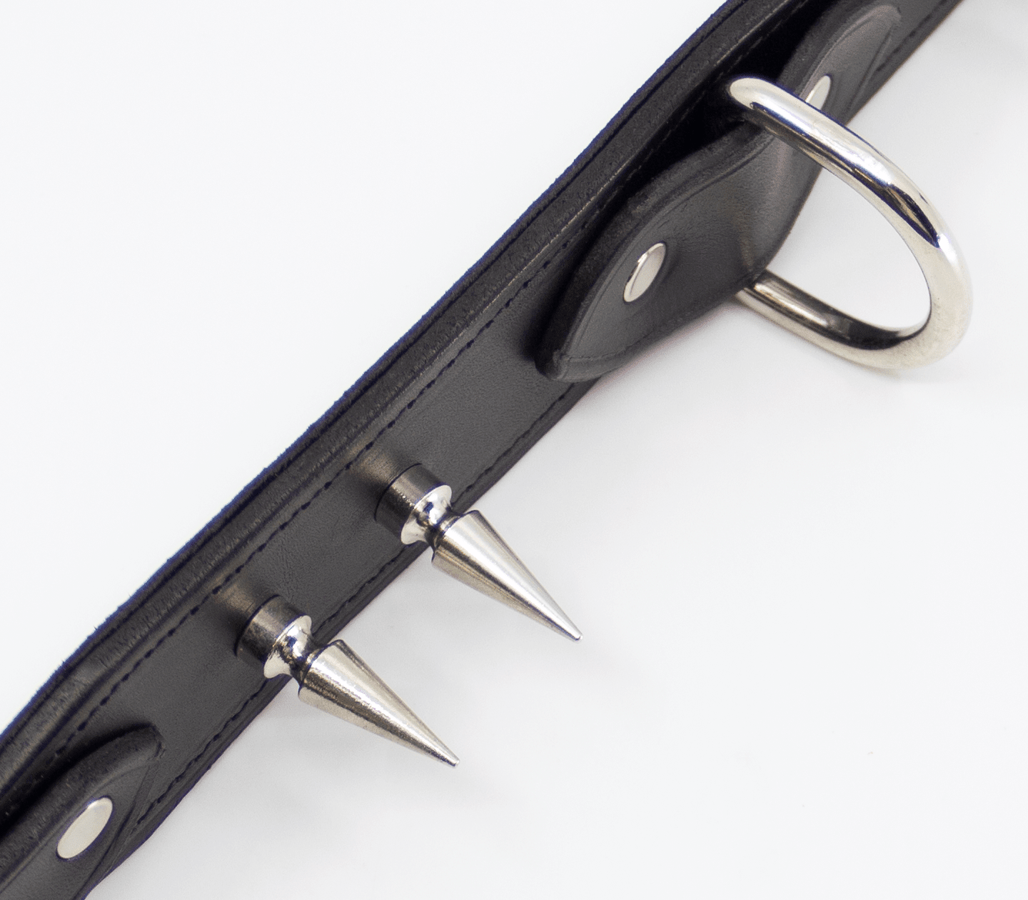 Long Spiked Leather Collar - divasdenau