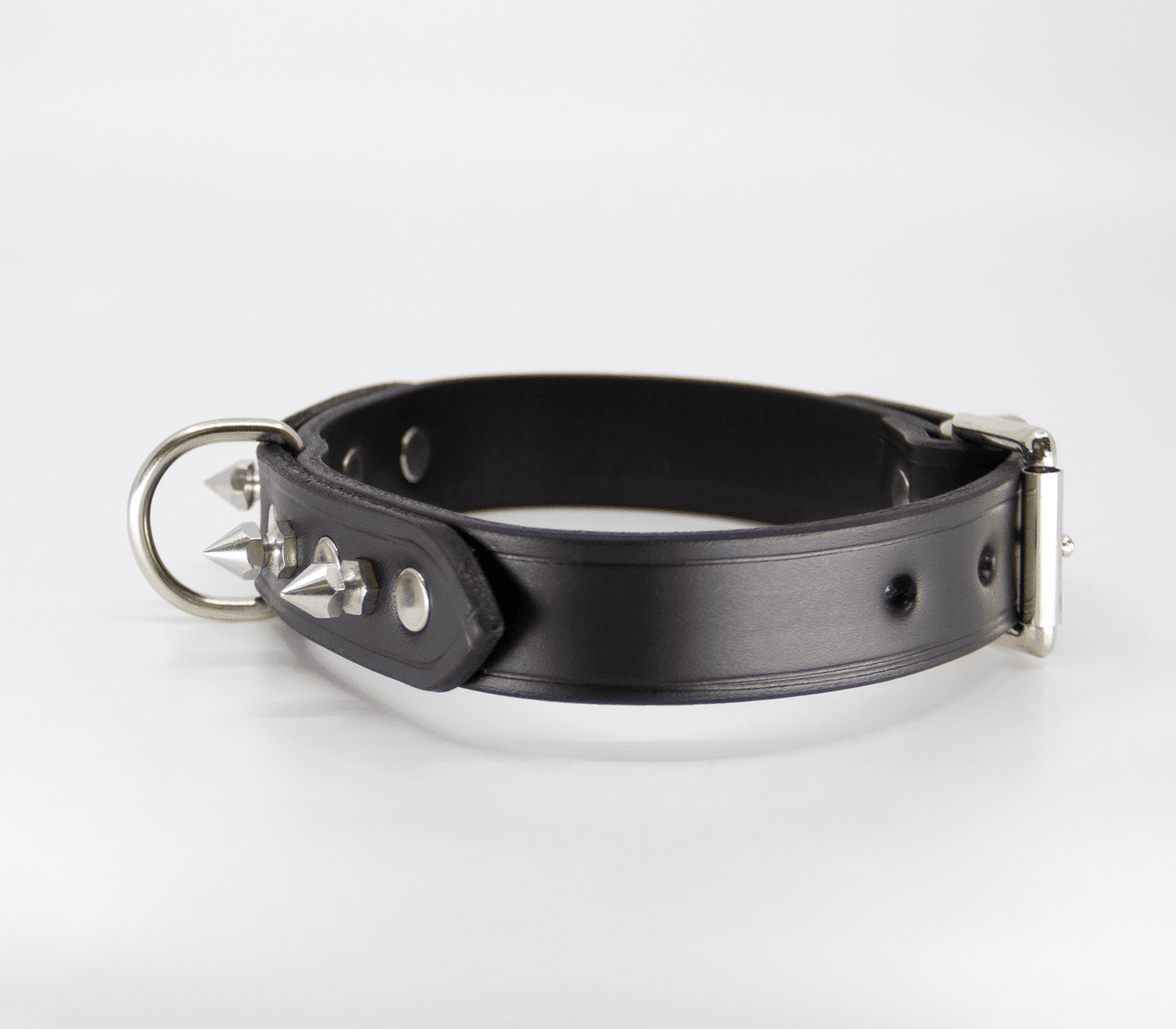 Short Spiked Leather Collar - divasdenau