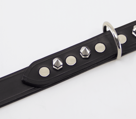 Short Spiked Leather Collar - divasdenau