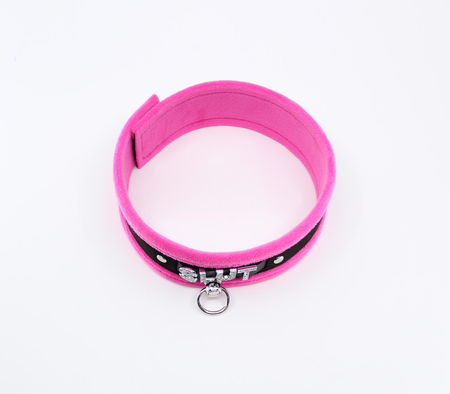 Diamanté Embellished Soft Collar - 'Slut' - Pink