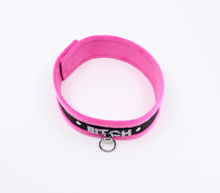 Load image into Gallery viewer, Love in Leather - Diamanté Embellished Soft Collar - &#39;Bitch&#39; - Pink