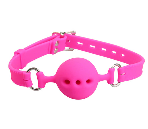 Love in Leather - Breathable Silicone Gag with Silicone Straps - Pink