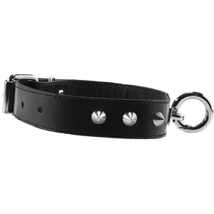 Leather O-Ring Studded Collar