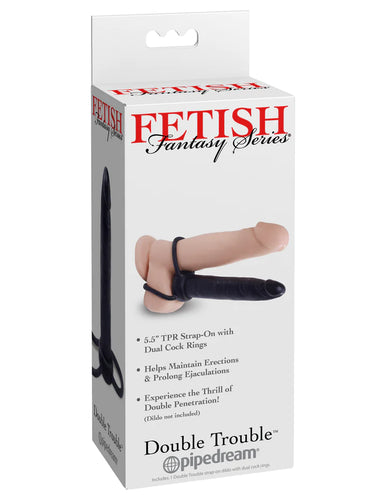Fetish Fantasy Series - Double Trouble Strap-On with Dual Cock Rings