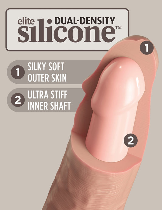 King Cock Elite - Vibrating Dual Density Silicone Cock - 8" - divasdenau