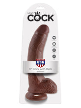 Load image into Gallery viewer, King Cock - 9&quot; Cock with Balls - Brown