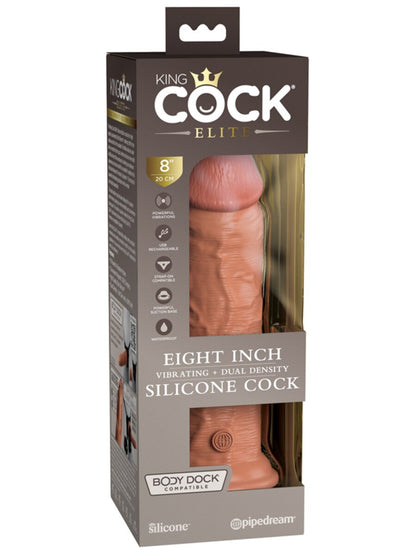 King Cock Elite - Vibrating Dual Density Silicone Cock - 8" - divasdenau