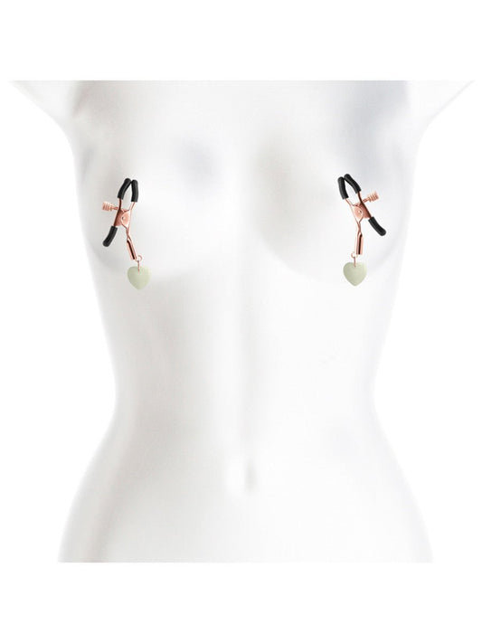 Bound - Nipple Clamps - Glowing Hearts - Rose Gold - divasdenau