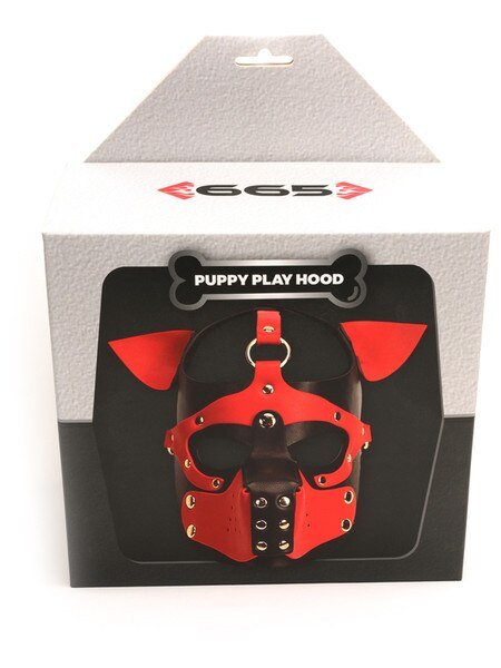 665 Leather - Puppy Play Bondage Hood - Black - divasdenau