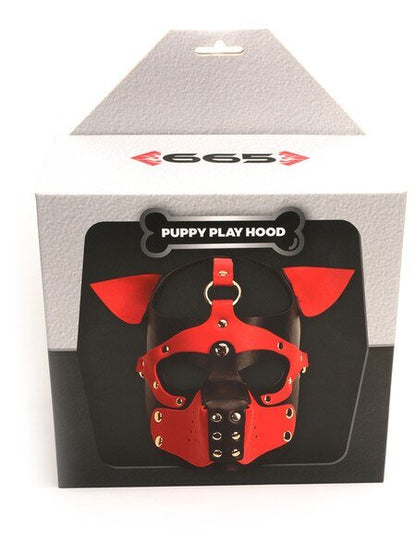665 Leather - Puppy Play Bondage Hood - Black - divasdenau