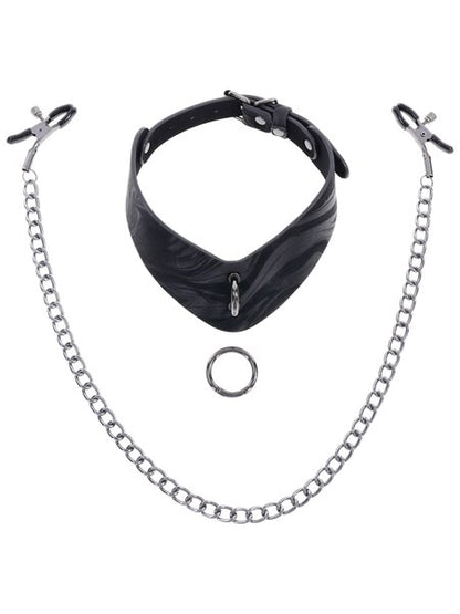 Sportsheets - Velvet Noir Collar & Nipple Clamps - divasdenau
