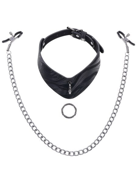 Sportsheets - Velvet Noir Collar & Nipple Clamps - divasdenau