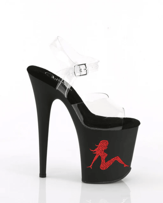 Pleaser - Flamingo Platform Sandal - Red Lady Diamond - divasdenau