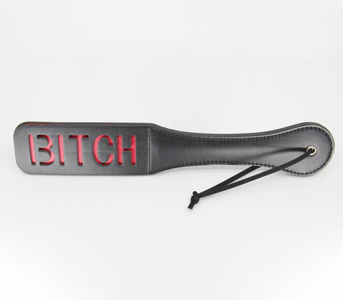 Berlin Baby - Faux Leather Slapper Paddle 'Bitch' Imprint - Red & Black