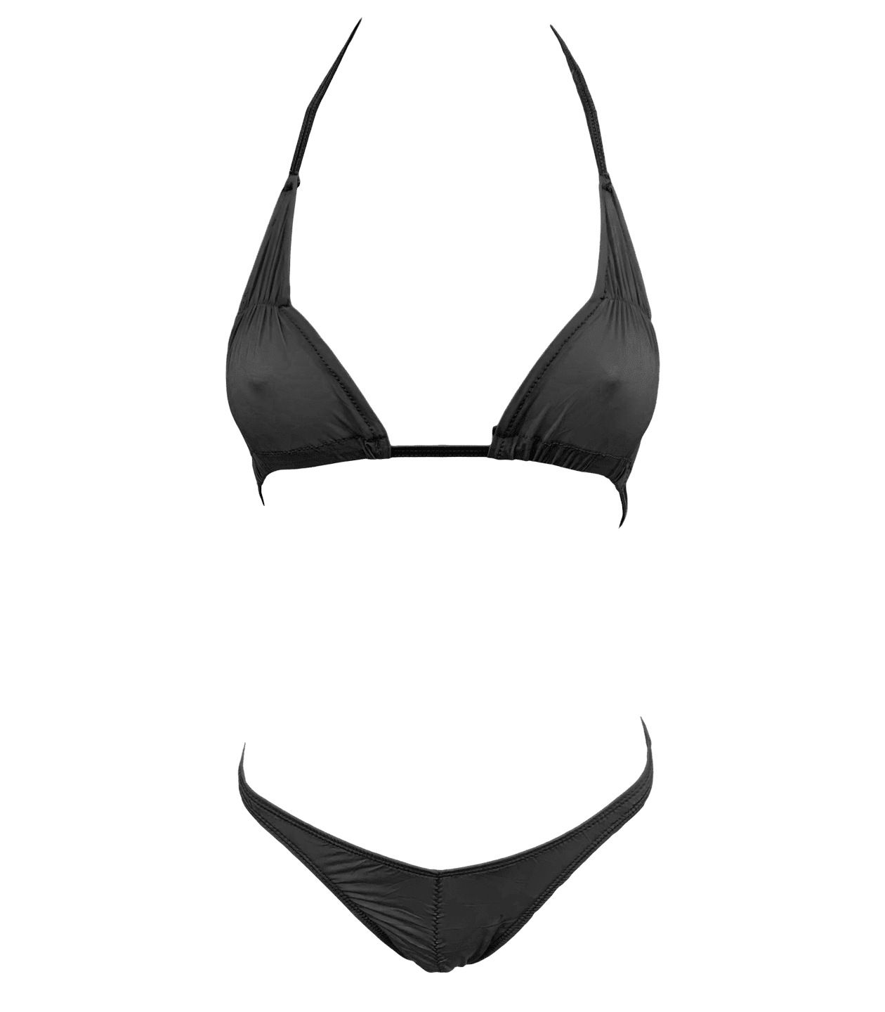 Spandex Ruched Bikini - Black - divasdenau