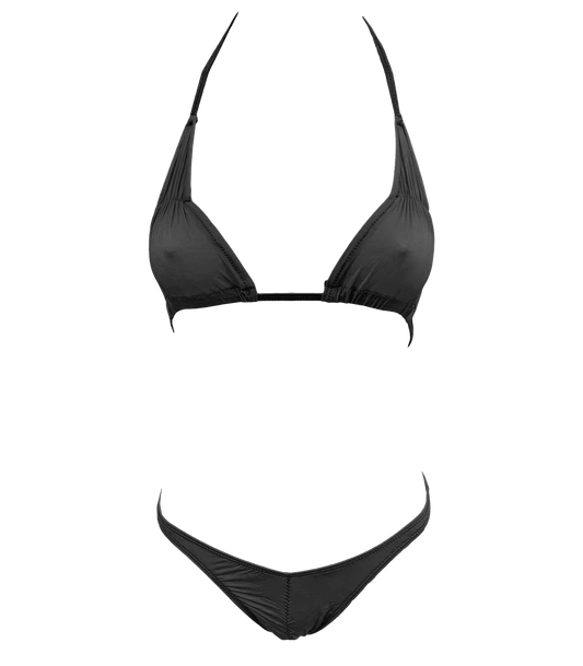 Spandex Ruched Bikini - Black - divasdenau