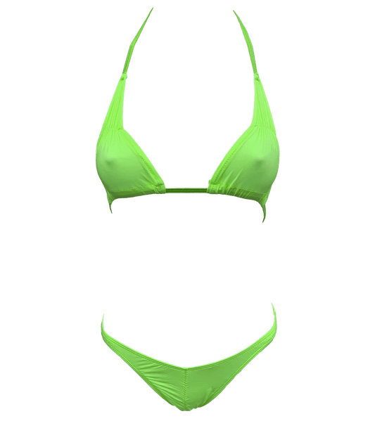 Spandex Ruched Bikini - Neon Green - divasdenau